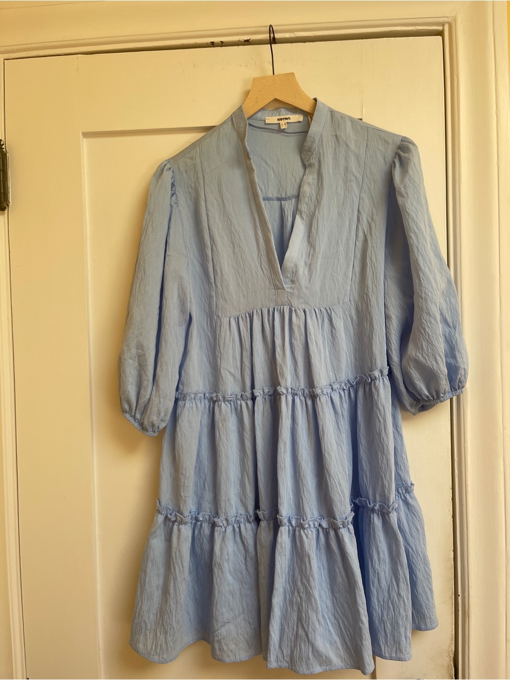 Ladies Light Blue Tiered Cotton Dress
